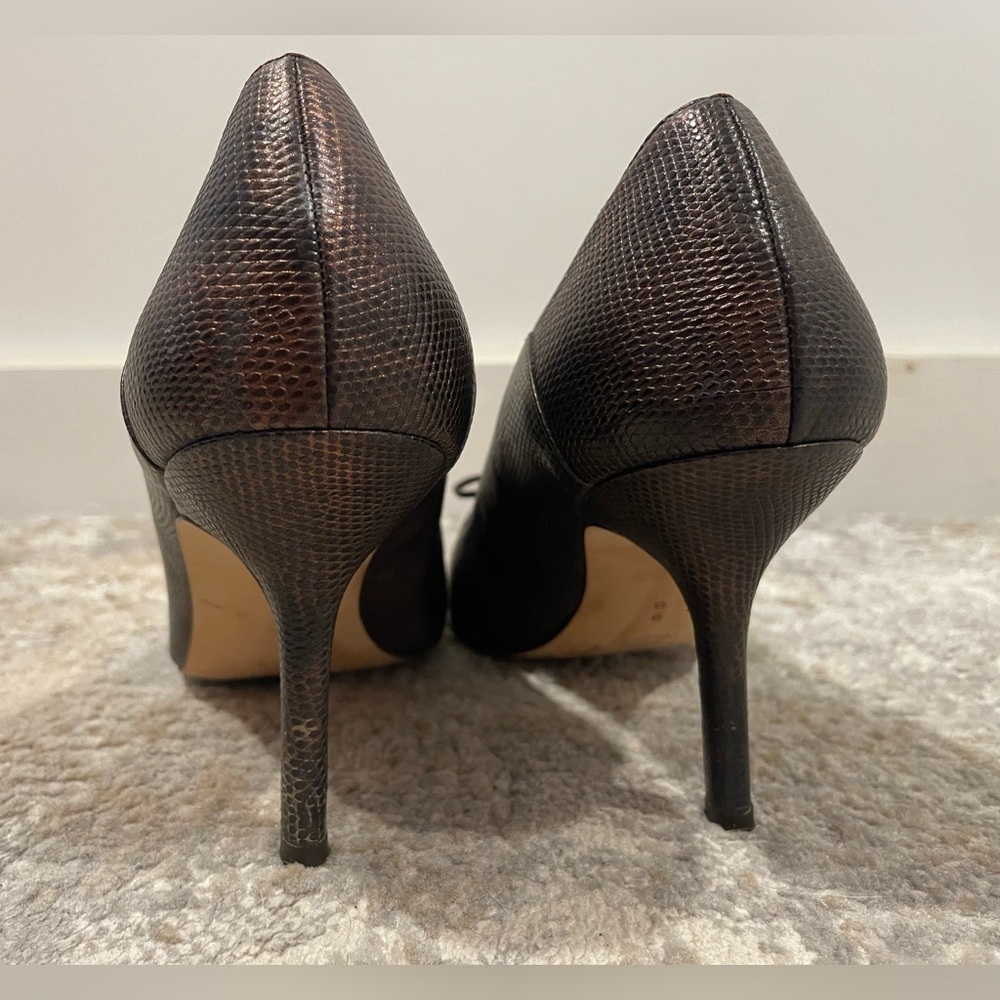 Amalfi Heels Bronze Made In Italy Leather Shoes Bow Detail Size 9B - Picture 10 of 15